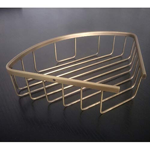 BESTOYARD European Style Brass Antique Corner Wall Mount Shower Basket Storage Rack Shelf Caddy Organizer for Bathroom Toilet Kitchen