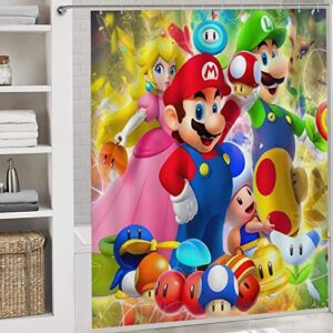 Cartoon 4 Piece Bathroom Set, Waterproof Shower Curtains for Bathroom Set with Shower Mat Non Slip & Toilet Lid Cover and U Shower Mat