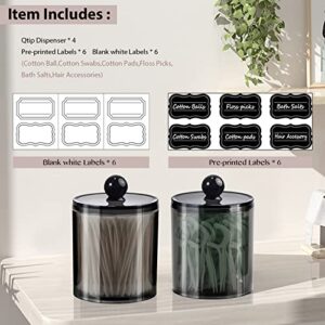 SheeChung 4 Pack Plastic Acrylic Bathroom Vanity Countertop Canister Jars with Storage Lid, Apothecary Jars Qtip Holder Makeup Organizer for Cotton Balls,Swabs,Pads,Bath Salts