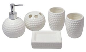 justnile 5-piece trendy ceramic bathroom accessory set - white golf ball design