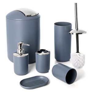 moss & stone 6 pcs bathroom accessories set, bathroom decor sets includes soap dispenser, toothbrush holder, toothbrush cup, soap dish, a complete bathroom accessories blue set