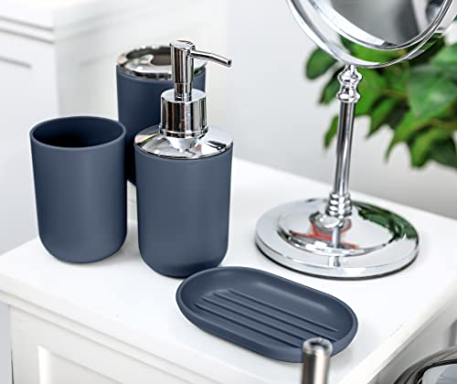 Moss & Stone 6 pcs Bathroom Accessories Set, Bathroom Decor Sets Includes Soap Dispenser, Toothbrush Holder, Toothbrush Cup, Soap Dish, A Complete Bathroom Accessories Blue Set