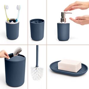 Moss & Stone 6 pcs Bathroom Accessories Set, Bathroom Decor Sets Includes Soap Dispenser, Toothbrush Holder, Toothbrush Cup, Soap Dish, A Complete Bathroom Accessories Blue Set