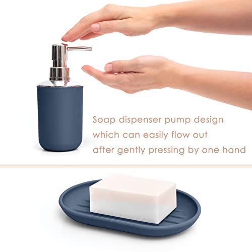 Moss & Stone 6 pcs Bathroom Accessories Set, Bathroom Decor Sets Includes Soap Dispenser, Toothbrush Holder, Toothbrush Cup, Soap Dish, A Complete Bathroom Accessories Blue Set