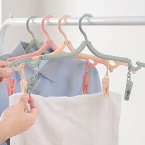 DS. DISTINCTIVE STYLE Foldable Hangers with Clips Set of 8 Travel Hangers with Clothesline for Camping