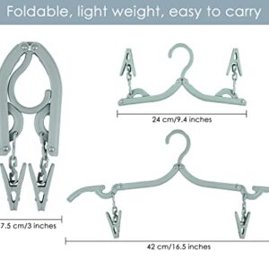 DS. DISTINCTIVE STYLE Foldable Hangers with Clips Set of 8 Travel Hangers with Clothesline for Camping
