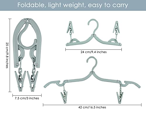 DS. DISTINCTIVE STYLE Foldable Hangers with Clips Set of 8 Travel Hangers with Clothesline for Camping