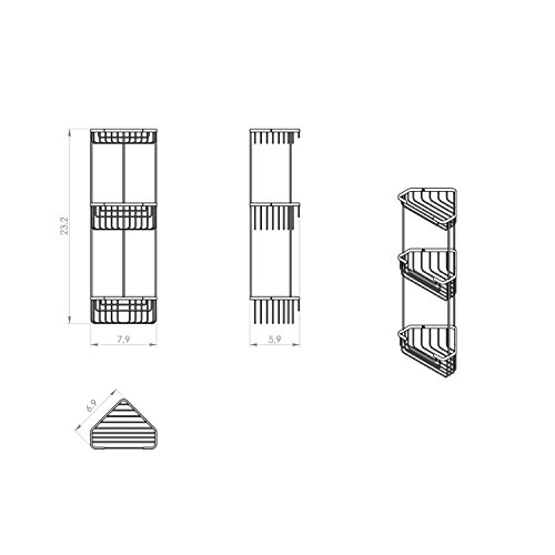 Gedy Gedy 2484 Wire Corner Triple Shower Basket, Chrome