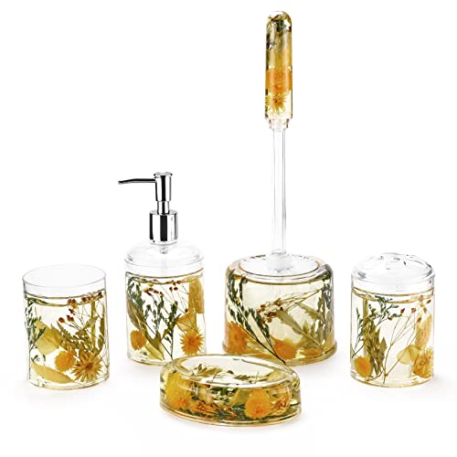 Locco Decor 5 Piece Acrylic Liquid 3D Floating Motion Bathroom Vanity Accessory Set