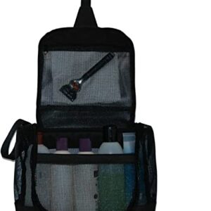 The Fine Living Co. Portable Hanging Shower Caddy Organizer Bag, Quick Dry Mesh Shower Caddy Tote Bag Pouch with Metal Hook for Bathroom College Dorm Camp Gym Camping Toiletry Bath (12”x3”x8”)