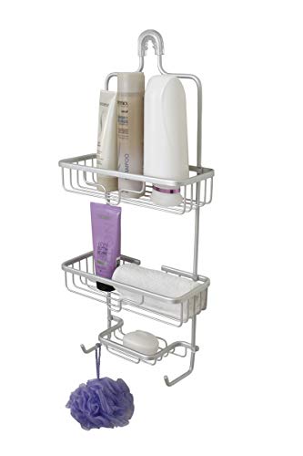 Splash Home Shower Caddy, Bathroom Organizer, Aluminum Hanging Over Shower Head, 3 Storage Rack Rustproof for Shower Room and Bathroom 24 x 5 x 11.5, Chrome