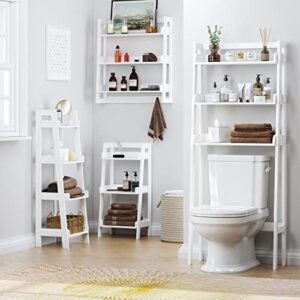 UTEX 3-Shelf Bathroom Organizer Over The Toilet, 3-Tier Bathroom Shelf Over The Toilet, Bathroom Spacesaver (White)