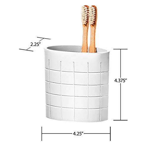 White Bathroom Accessories Set - Decorative 3-Piece Bathroom Accessory Set Includes: Soap Dispenser, Toothbrush Holder and Soap Dish - Rust-Resistant Bathroom Sets Accessories (Polar)