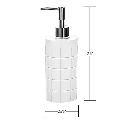 White Bathroom Accessories Set - Decorative 3-Piece Bathroom Accessory Set Includes: Soap Dispenser, Toothbrush Holder and Soap Dish - Rust-Resistant Bathroom Sets Accessories (Polar)