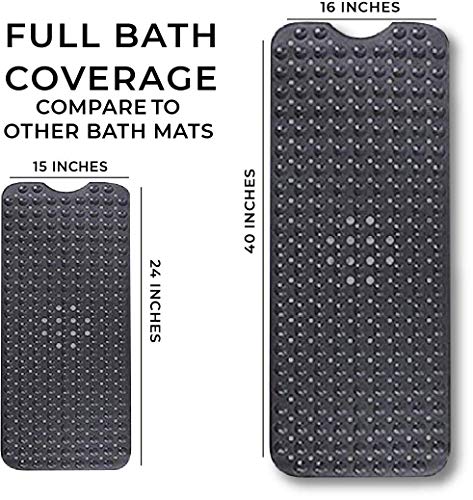 ENKOSI Large Bath Mat - Shower Mat Non Slip - Non Slip Bathtub Mat - Long 40 x 16 Inch Bathroom Mats for Tub Nonslip - Anti Slip Bathmats - Tub Mat - Bathtub Mat Non Slip - Bath Mat for Tub (Black)