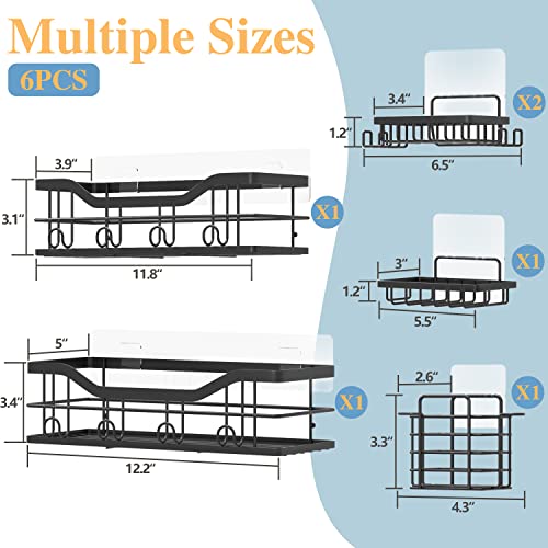 Z&L HOUSE 6 Pack Shower Caddy Organizer, Adhesive Shower Shelves with 1 Cup Holder, 3 Soap Holder, Extra Large Capacity No Drilling Shower Shelf for Inside Shower