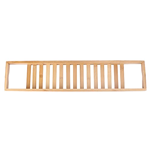 Toyvian Natural Bamboo Wooden Bathtub Caddy Tray with Rails Shower Organizer Rack for Bathroom