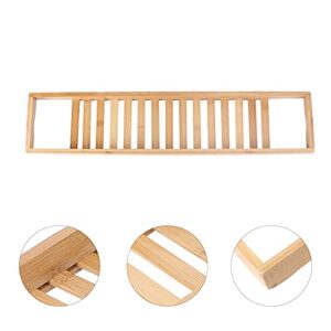 Toyvian Natural Bamboo Wooden Bathtub Caddy Tray with Rails Shower Organizer Rack for Bathroom