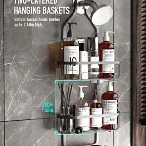 Baffect Shower Head Caddy, Hanging Shower Caddy Black Non-marking Bathroom Shower Organizer Soap Holder with Hooks