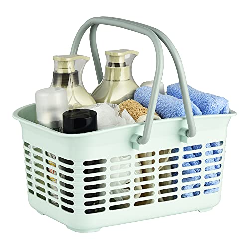 ALINK Plastic Shower Caddy Basket with Handle, Portable Organizer Storage Basket for College Dorm, Bathroom, Kitchen - Blue