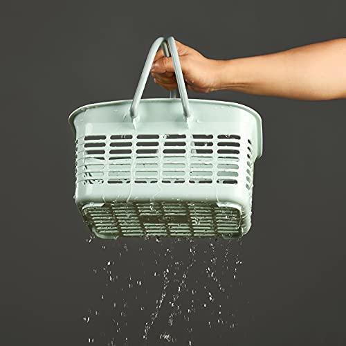 ALINK Plastic Shower Caddy Basket with Handle, Portable Organizer Storage Basket for College Dorm, Bathroom, Kitchen - Blue