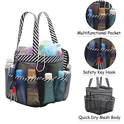 Mesh Shower Caddy Portable for College Dorm Room Essentials, Hanging Collapsible Large Shower Tote Bag Basket Toiletry Organizer with Key Hook for Bathroom Accessories