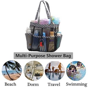 Mesh Shower Caddy Portable for College Dorm Room Essentials, Hanging Collapsible Large Shower Tote Bag Basket Toiletry Organizer with Key Hook for Bathroom Accessories