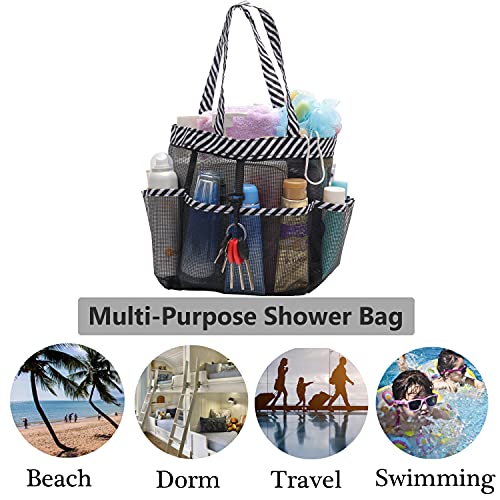 Mesh Shower Caddy Portable for College Dorm Room Essentials, Hanging Collapsible Large Shower Tote Bag Basket Toiletry Organizer with Key Hook for Bathroom Accessories