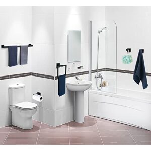 5 Pieces Bathroom Hardware Accessories Set Matte Black, 24Inch Bathroom Towel Rack Set SUS304 Stainless Steel, Square Bath Towel bar Set Wall Mounted, Heavy Duty