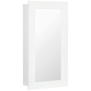 kleankin wall-mounted medicine cabinet with mirror, bathroom mirror cabinet with single door and adjustable shelves, white