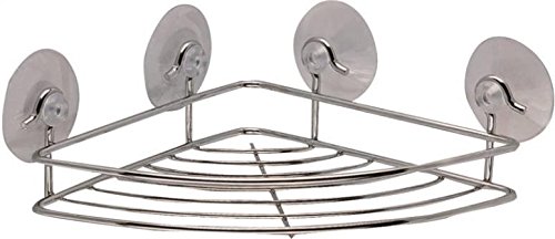 Rocky Mountain Goods Corner Shower Caddy Caddy Suction Cup - Rust proof corner shelf for shower shampoo and soap - 4 extra strength suction cups holds weight of heavier shampoo/soap (Chrome)