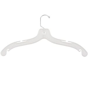 nahanco 1505r plastic dress hangers with molded shoulders, middle heavy weight, 17", white (pack of 100)
