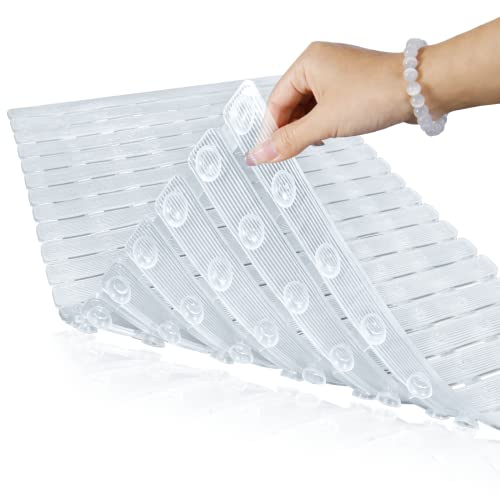 Setsail Bathtub and Shower Mats, Non-Slip Safe Bath Tub Floor Mats with Hundreds of Suction Cups and Grille Drainage Outlet Machine Washable Bath Mat for Bathroom Tub Accessories, Clear