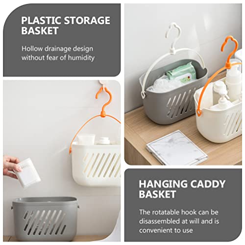 DOITOOL 2pcs Plastic Hanging Shower Caddy Basket: Connecting Organizers Storage Basket with Hook for Bathroom Kitchen Pantry Bathroom Dorm Room