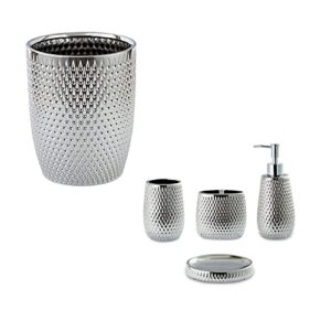 basdhe bathroom accessories set 5 piece bath ensemble includes trash can,toothbrush holder,toothbrush cup,soap dispenser,soap dish for decorative countertop and housewarming gift, grey