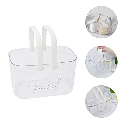 LALAFINA Loofah Shower Caddy Basket Plastic Storage Basket Shower Organizer Bucket with Handle Whale Pattern for Kitchen Dorm Bathroom Garden Cleaning Supplies White Scrunchies