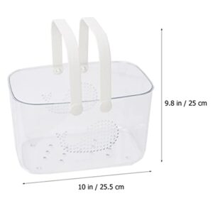 LALAFINA Loofah Shower Caddy Basket Plastic Storage Basket Shower Organizer Bucket with Handle Whale Pattern for Kitchen Dorm Bathroom Garden Cleaning Supplies White Scrunchies