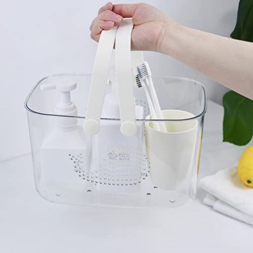 LALAFINA Loofah Shower Caddy Basket Plastic Storage Basket Shower Organizer Bucket with Handle Whale Pattern for Kitchen Dorm Bathroom Garden Cleaning Supplies White Scrunchies