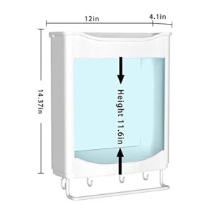 BAANIN Shower Caddy Shelf, Adhesive Wall Mounted Shower Organizer 2 Tier, No Drilling Waterproof Shower Shelves with 4 Hooks for Inside Shower, Lavatory, Washroom, Restroom, Toilet, Kitchen