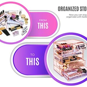 Sorbus Acrylic Clear Makeup Organizer - Big & Spacious Cosmetic Display Case - Stylish Designed Jewelry & Make Up Organizers and Storage for Vanity, Bathroom (4 Large, 2 Small Drawers) [Pink]