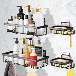 VIEWSHINE Shower Caddy Bathroom Organizer Shower Shelves with Soap holder and Hooks Organization and Storage Rustproof SUS304 Stainless Steel for Shampoo Conditioner Sponge Razor Toilet Kitchen