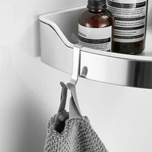 Corner Shower Caddy, Wall-Mounted Bathroom Corner Shelf with 2 Hook, Polished Chrome