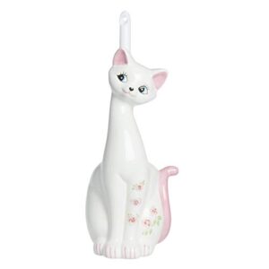 sunart san1708 cute miscellaneous goods, lovely pottery cat toilet brush holder, toilet brush included, width 5.1 inches (13 cm), pink