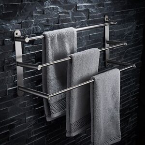 omoons three poles towel rack stainless steel,wall-mounted towel bar for bathroom kitchen,brushed finish/100cm