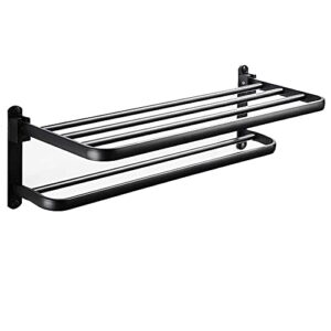 omoons bathroom towel rack storage organizer hanger towel bar space aluminum wall mount, polished finish