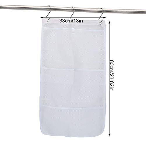 Hanging Mesh Bath Shower Caddy Organizer with 6 Clear Storage Pockets, 3 Hooks, Space Saving Organizer Bathroom Accessories (2#)