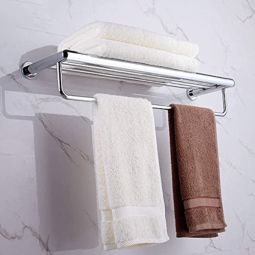 OMOONS Stainless Steel Wall Mounted Bathroom Double Towel Holder Shelf Storage Rail Rack