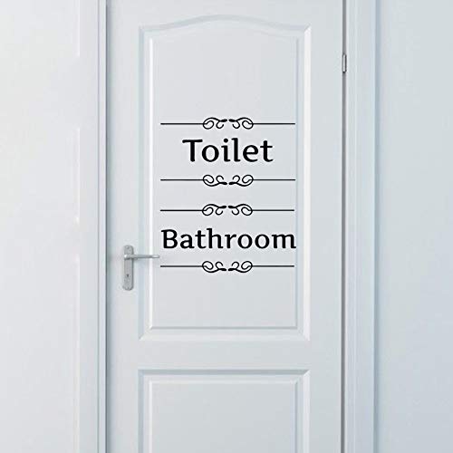 Bestjybt DIY Removable Washroom Toilet Bathroom WC Sign Door Accessories Wall Sticker Home Decor (Bathroom)