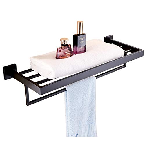 OMOONS Bathroom Shelf, Stainless Steel Towel Rack with Double Towel Shelf, Wall-Mounted Shower Shelf Organizer