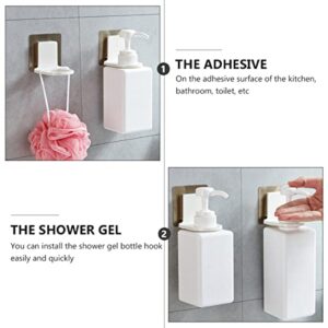 Angoily Shower Bracket Holder Type Shelf Free Toilet Bottle Shampoo Liquid Bathroom Rack Hook Hand Storage Home Kitchen Gel Seamless Punch for Suction Mounted Adhesive Self Wall